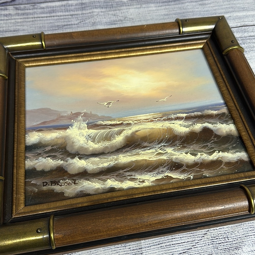 David Brusel Signed Seascape Oil On Canvas nautical themed Framed Painting - Picture 6 of 6